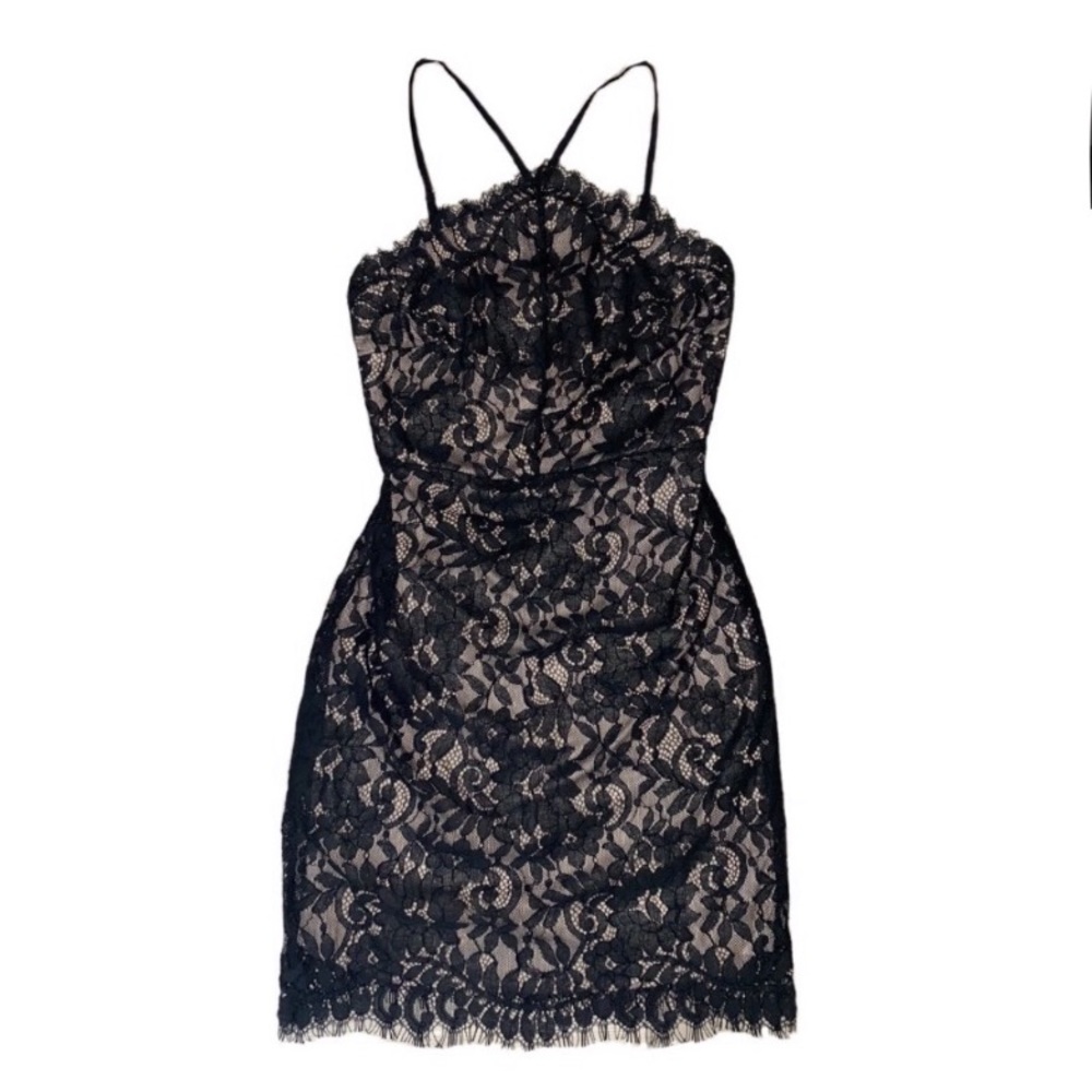 Lulus Black Lace Halter Mini Dress